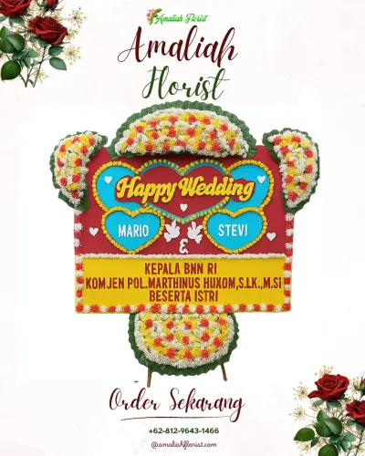 Karangan Papan Bunga Pernikahan di Pingit